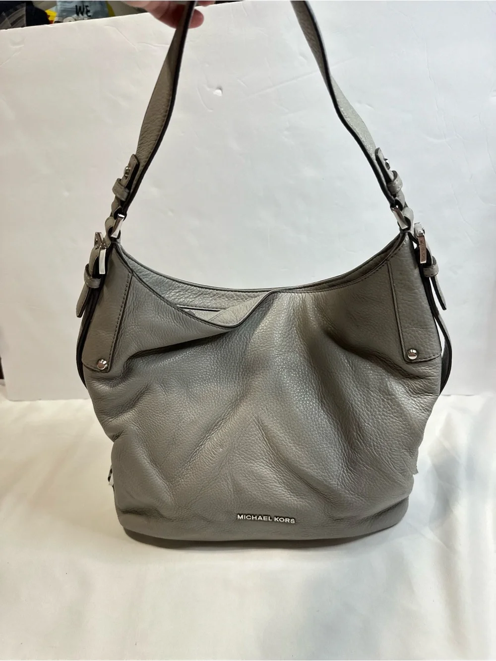 Bundle (2)Michael Kors Cream Logo Tote and Taupe Leather Hobo